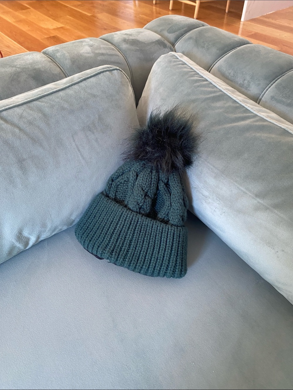 Kids Knit Pom Beanie - Dark Teal